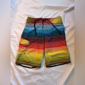 Mossimo Supply Co. Men’s Rainbow Striped Board Shorts - Blue Red Yellow Green